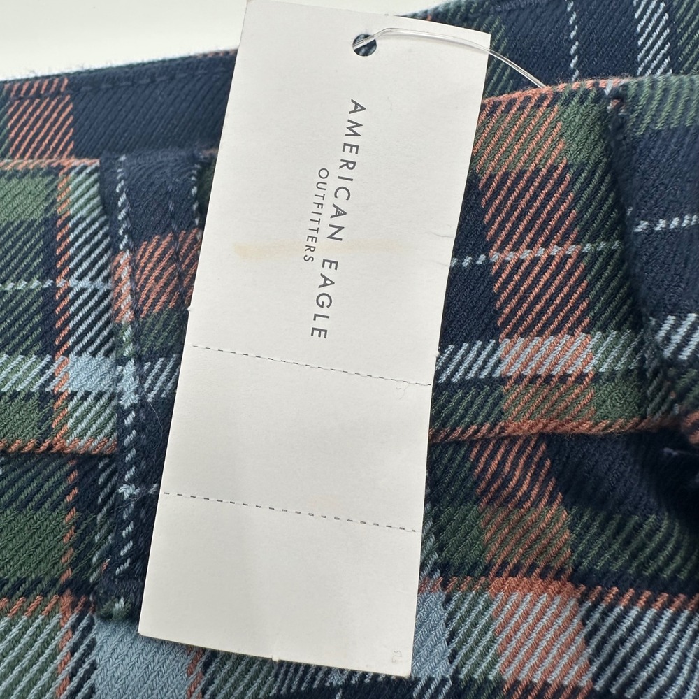 American Eagle Super Hi-Rise Skinny Trouser Navy Plaid Pants Women 8 Regular NEW - Picture 4 of 15